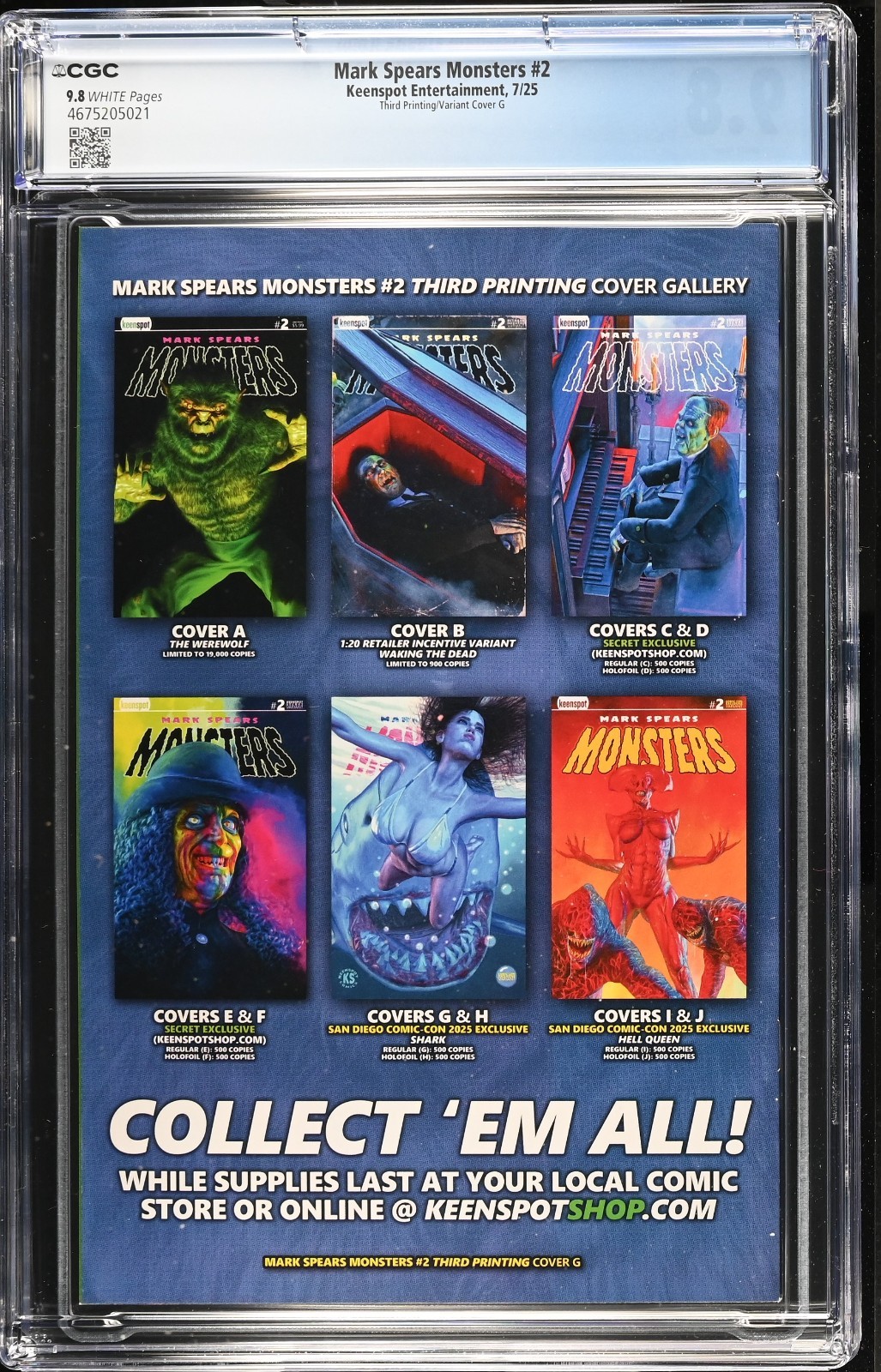 Mark Spears Monsters #2 CGC 9.8 3rd Printing SDCC Jaws Cover