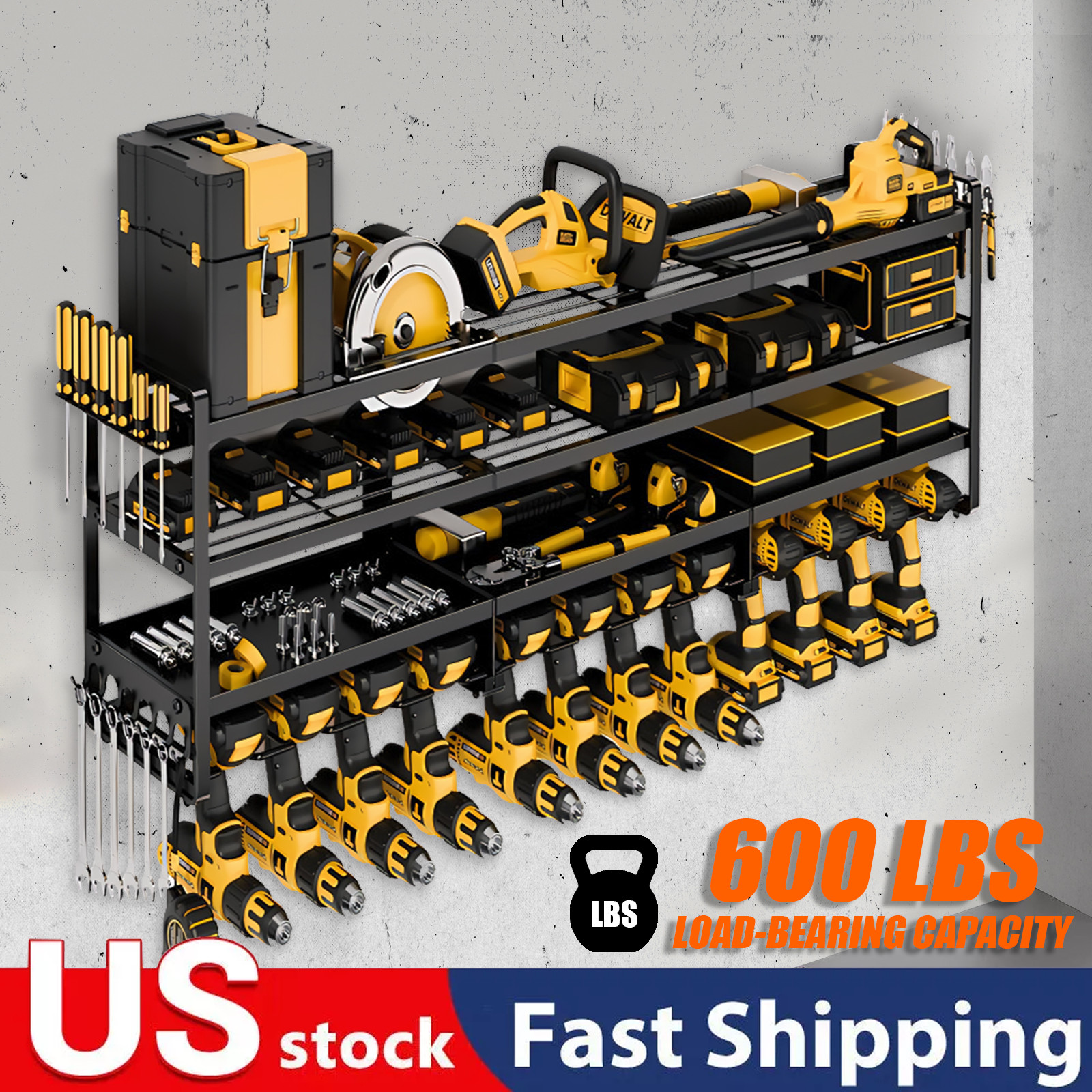 XXXL 4Layer Power Tool Organizer Wall Mount Heavy Duty Utility Rack Drill Holder
