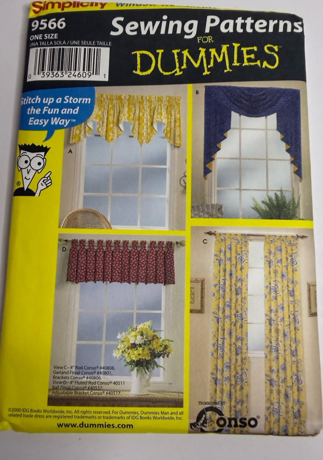 Simplicity 9566 Window Treatments Patterns for Dummies Uncut 2001