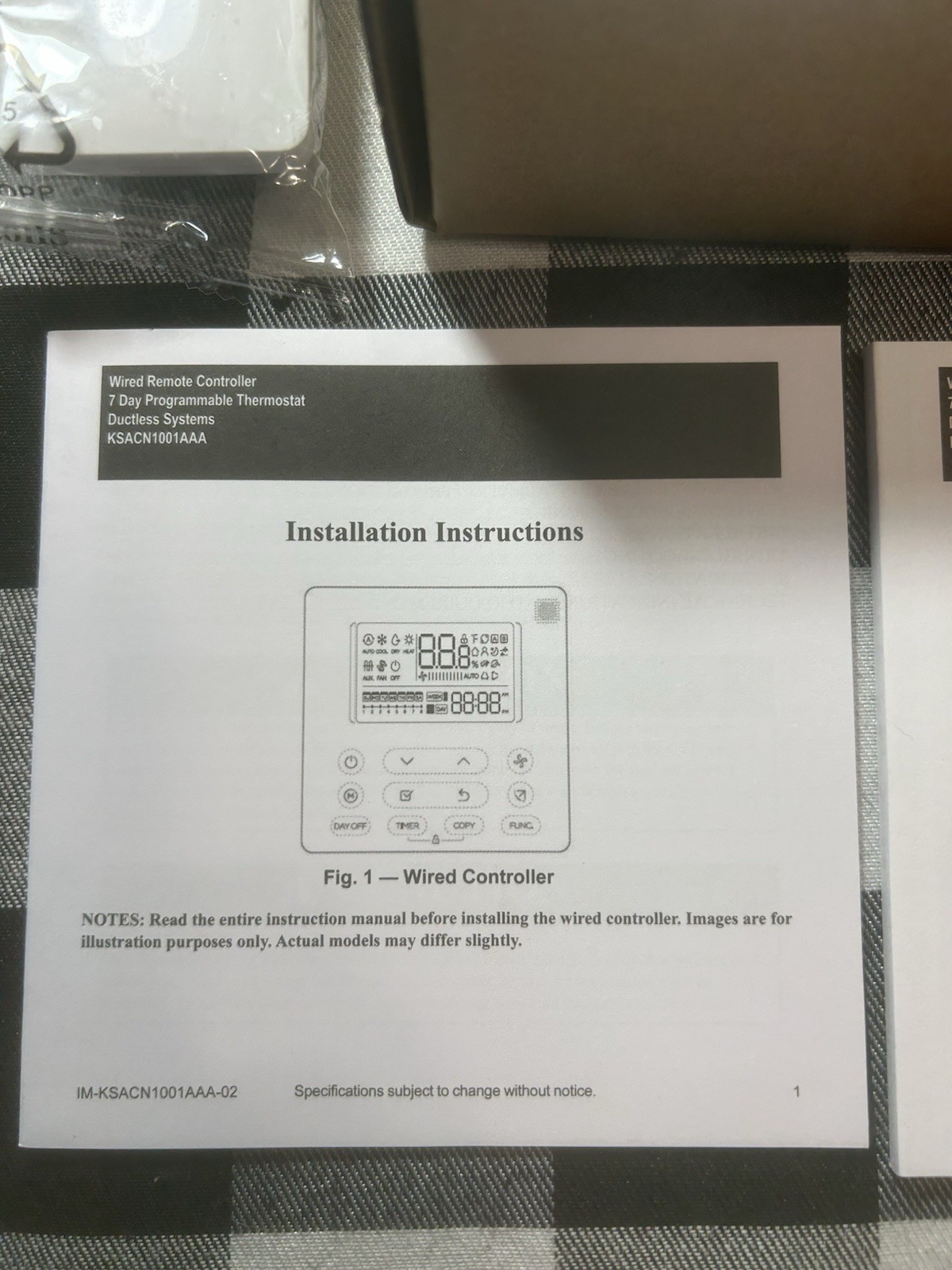Carrier KSACN1001AAA Wired Remote Controller for Ductless Systems New