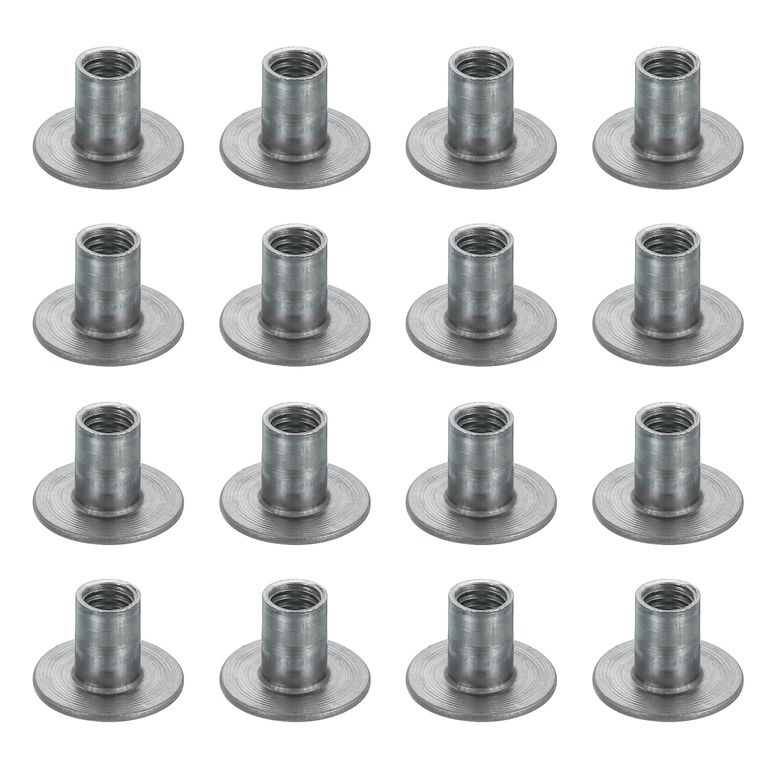 16Pcs M8x17.5x15mm Brad Hole Tee Nut Carbon Steel T-Nut Round Base Plate Nut