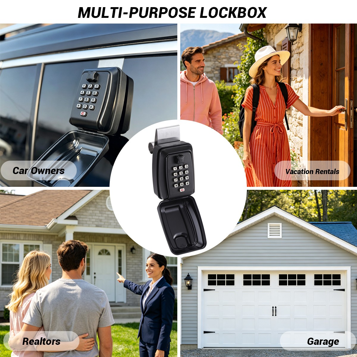Key Lock Box Sturdy Waterproof Wall Mount Large Capacity Security Lockbox Home