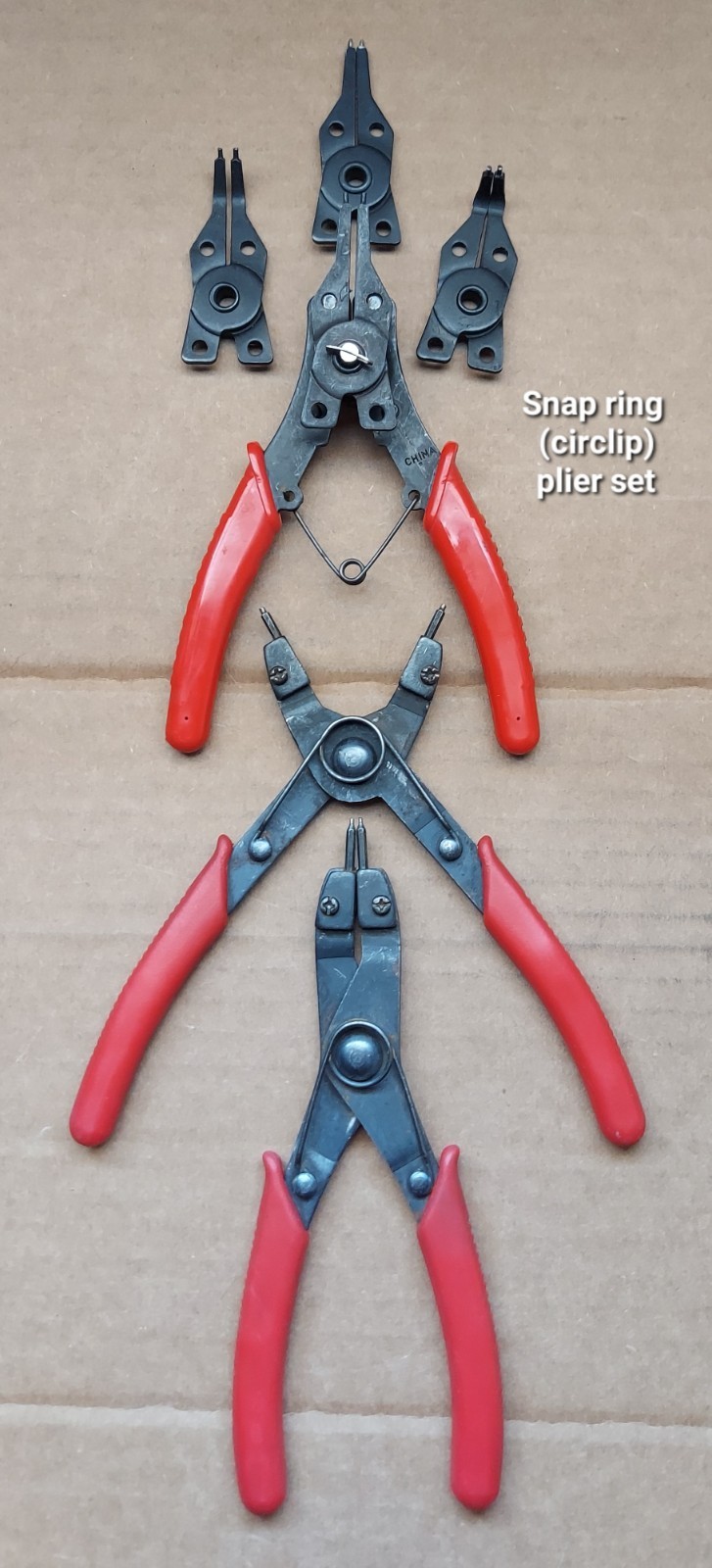 Lot of 3 Snap Ring Pliers Set with Interchangeable Heads 4-in-1 Circlip Tool Kit
