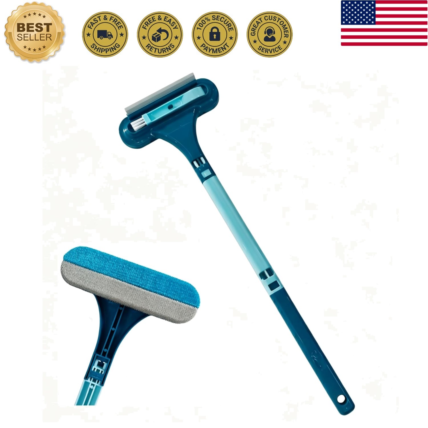 Window Screen Cleaning Brush, 3-in-1 Multi-Purpose Mesh Screen Cleaner with H...