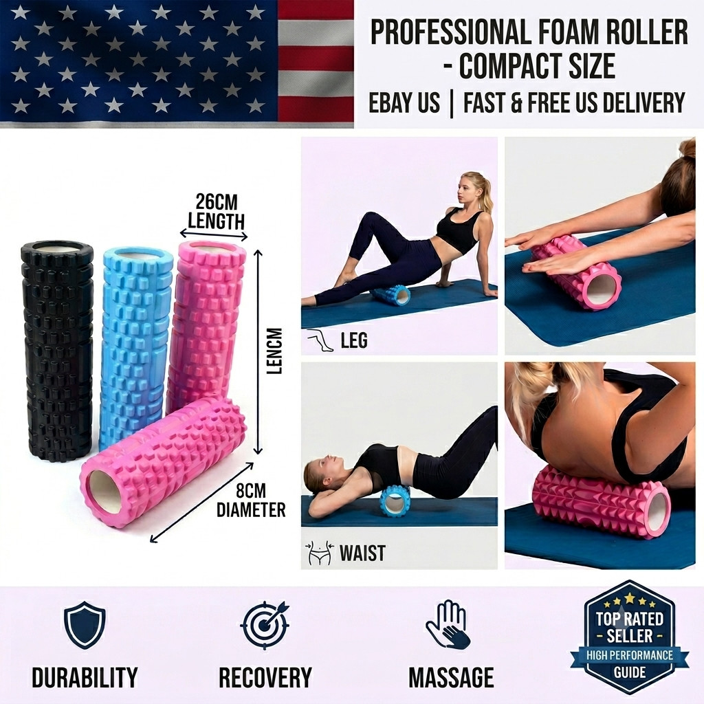 High-Density Foam Roller for Exercise Massage Muscle Recovery - Round 13"x 5"