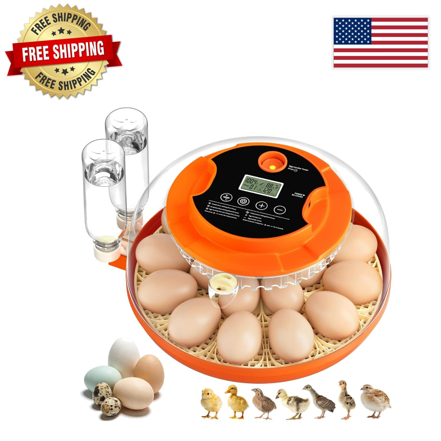 Professional Grade Egg Hatcher with Smart Turning and Humidity Control - 18 Eggs