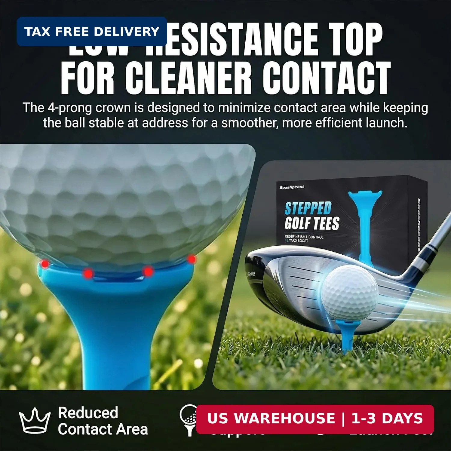 Stepped Golf Tees, 110 Count Plastic Golf Tees, Fixed Tee Height Golf Tees with