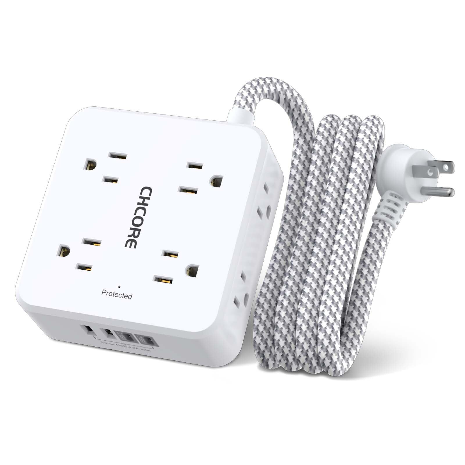 Surge Protector Power Strip - 5Ft Braided Extension Cord with 8 Outlets with 4 U