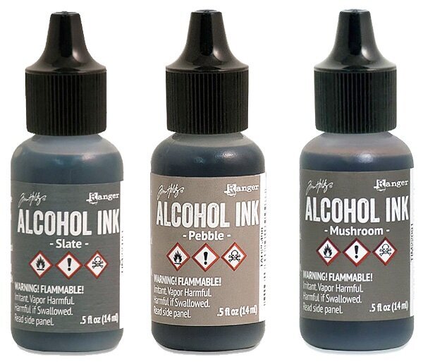 Ranger, Tim Holtz, Alcohol Ink, 3 Inks, Slate Grey, Pebble, Mushroom Brown