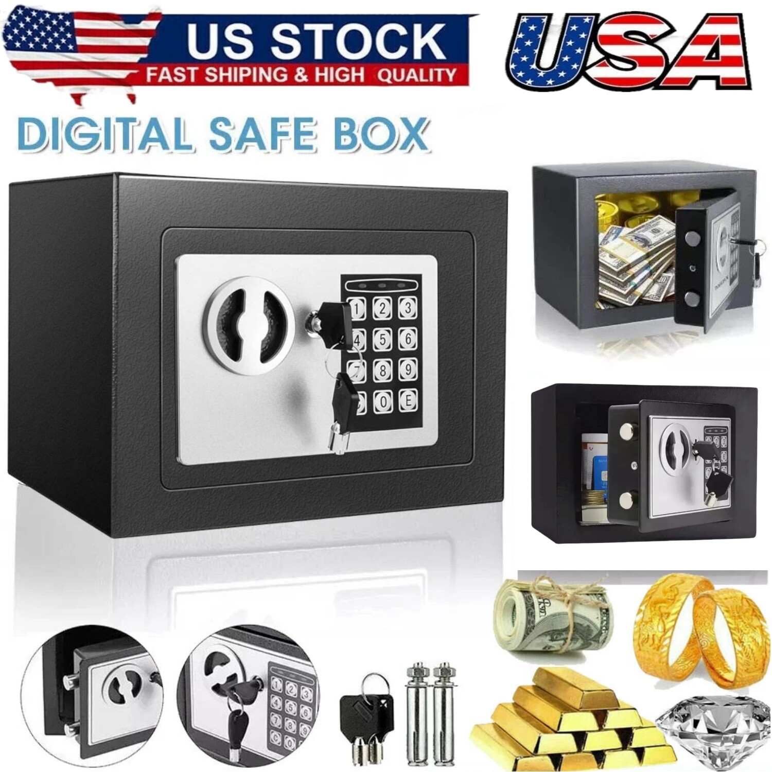 Digital Electronic Safe Box Keypad Lock Security Home Office Cash Jewelry New