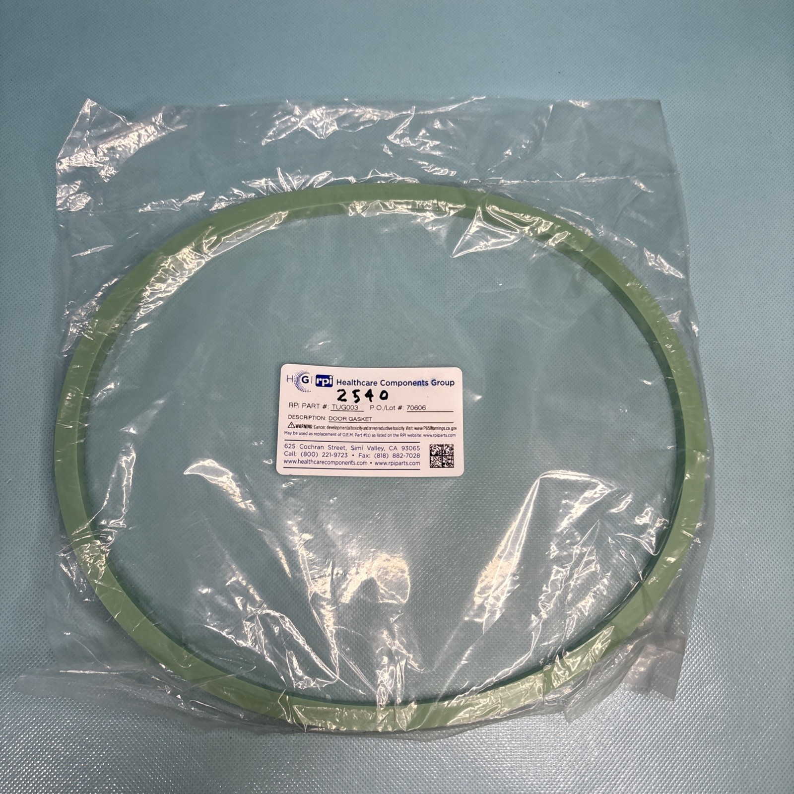 Tuttnauer 2540MK DOOR GASKET RPI TUG003 OEM Part #02610023