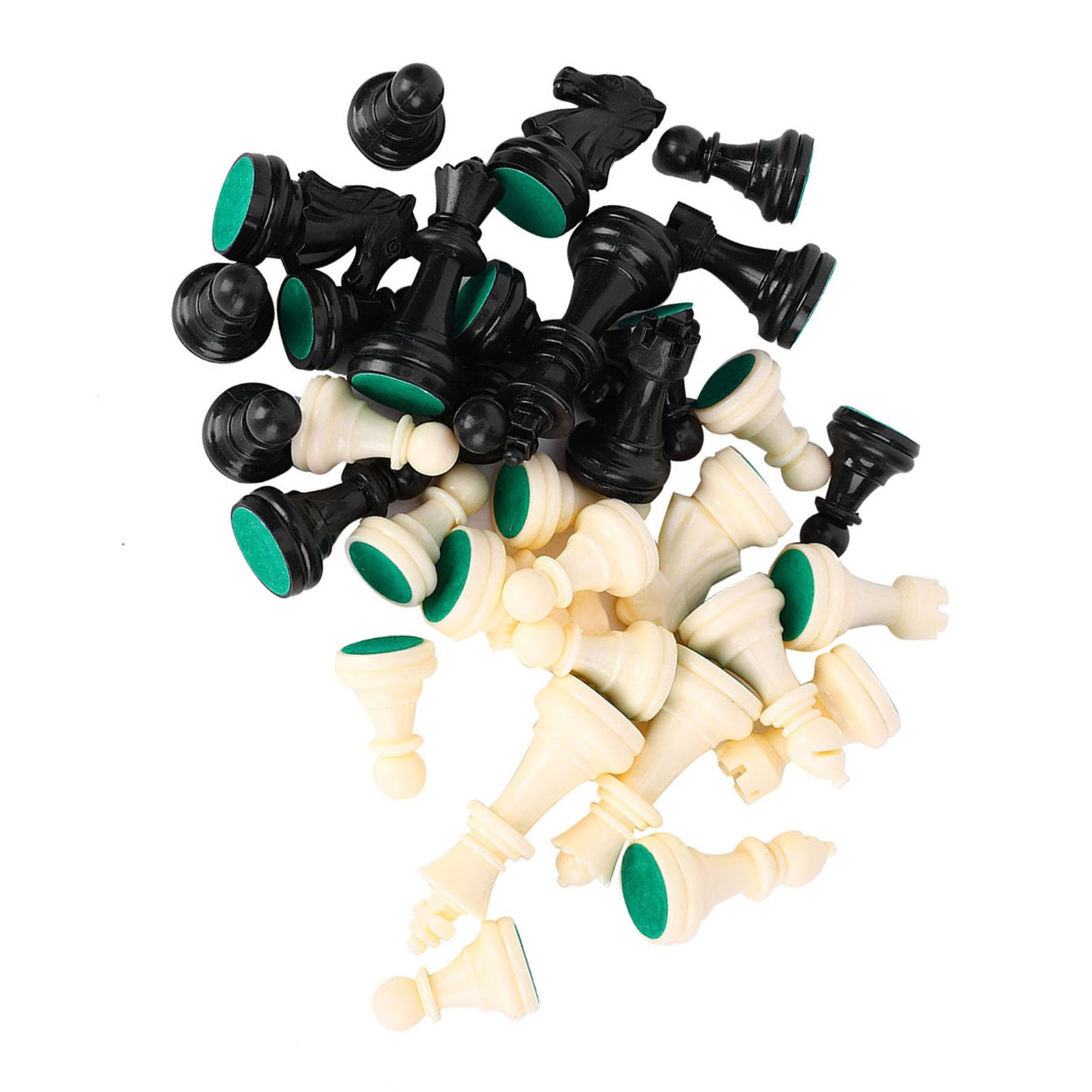 Plastic Chessmen Set International Chess Game Complete Chessmen Set Black&&White