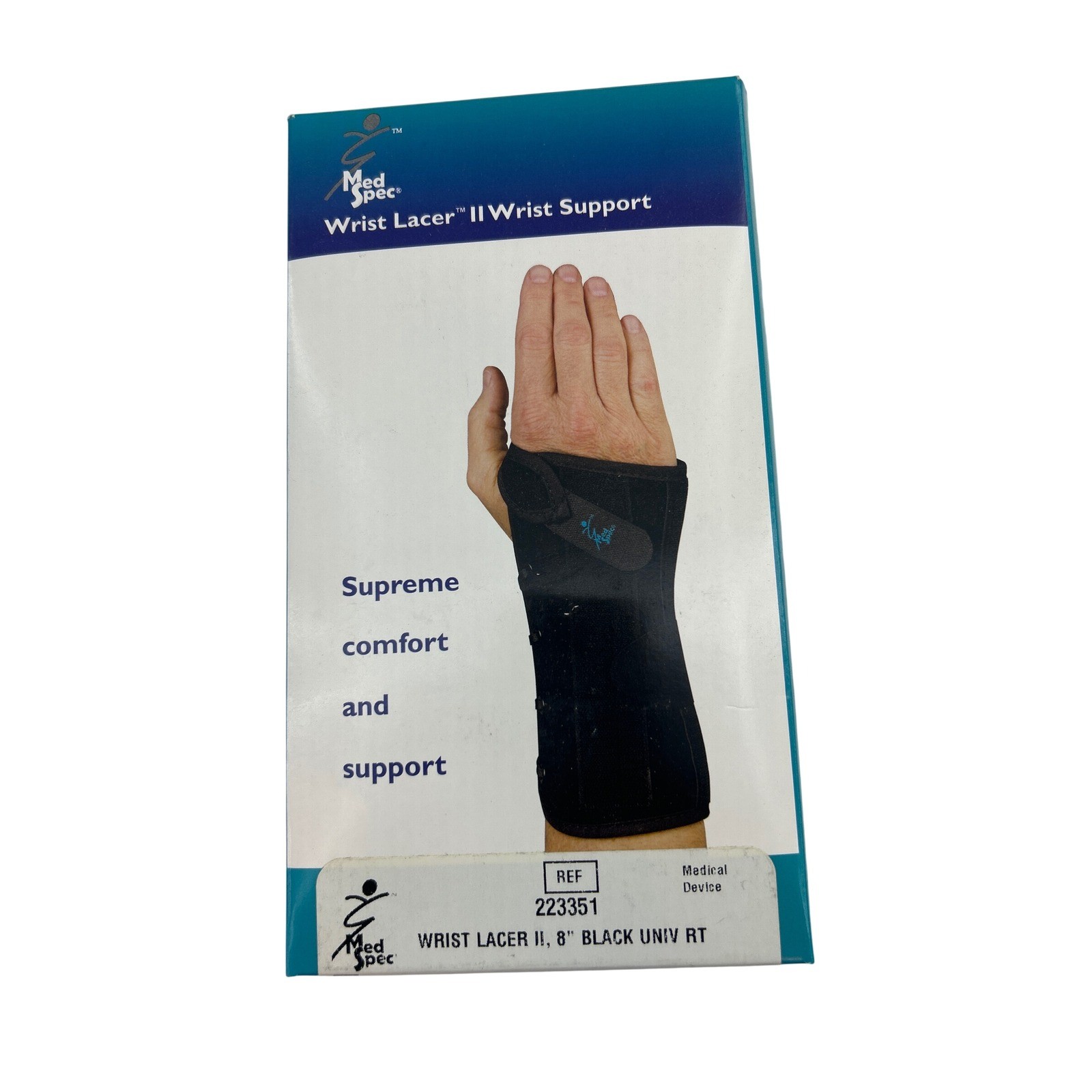 Med Spec Wrist Lacer II 8" Black Universal Right Wrist Support 223351 NEW