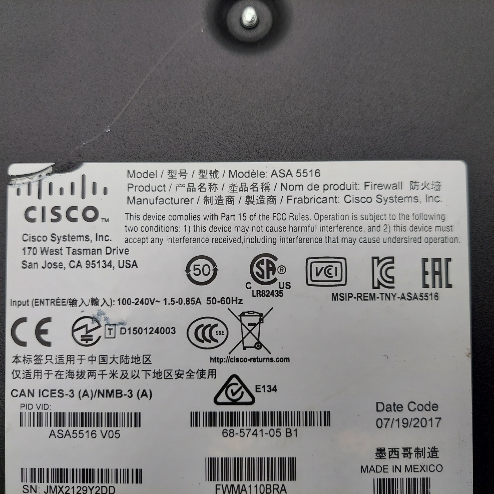 Cisco ASA 5516-X Firewall Adaptive Security Appliance