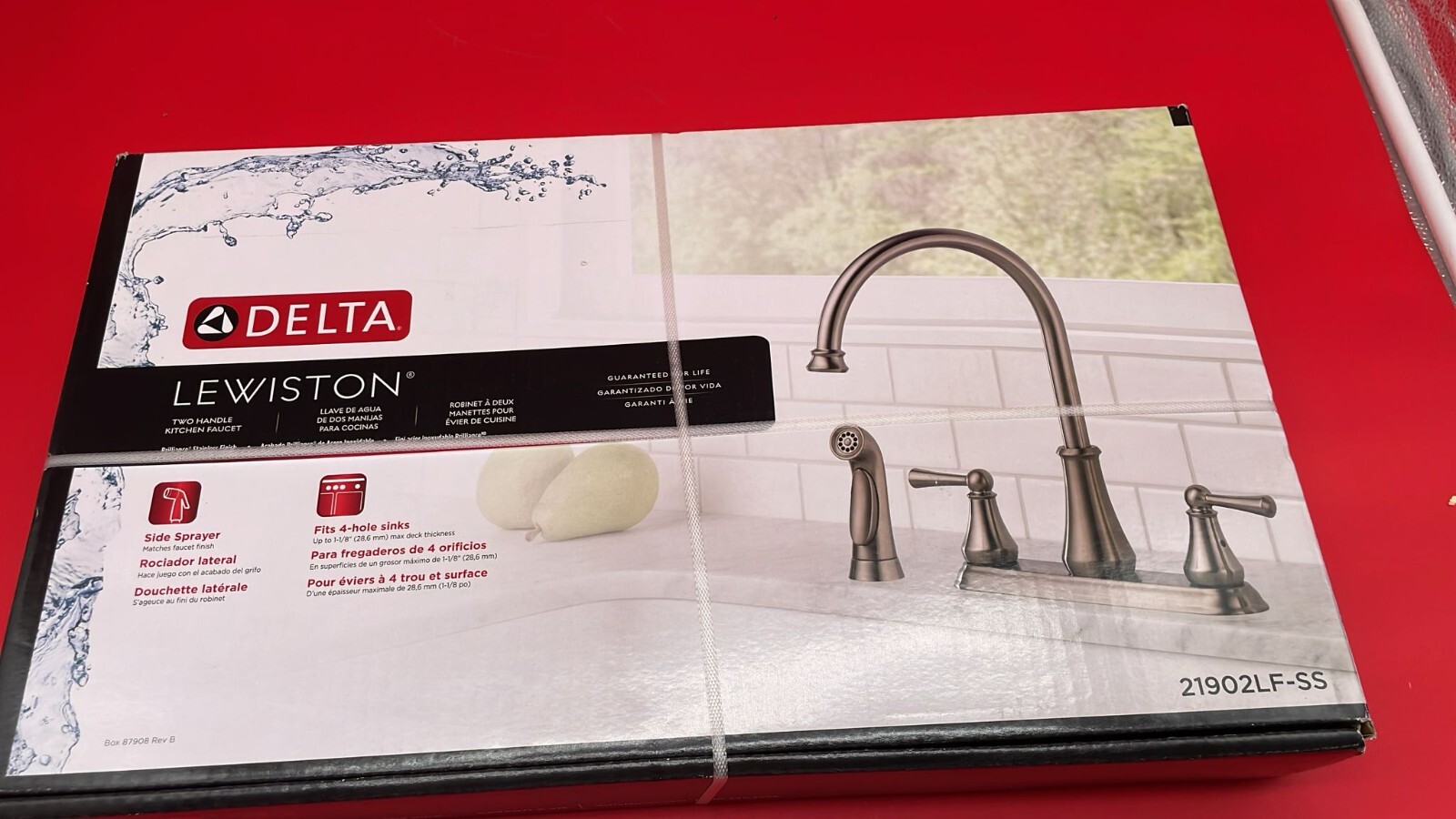 Delta Faucet 21902LF-SS Lewiston Two Handle Kitchen Faucet with Spray, Stainless