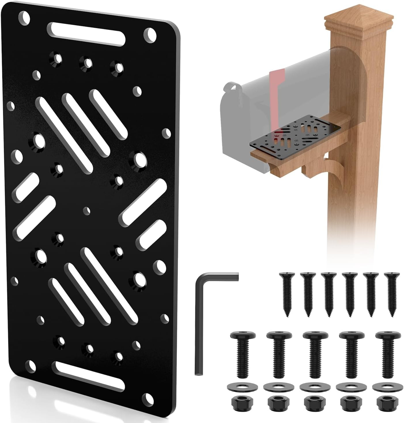 Antirust Mailbox Post Mount Bracket, Heavy-Duty Plate for Post Mount Mailboxes,