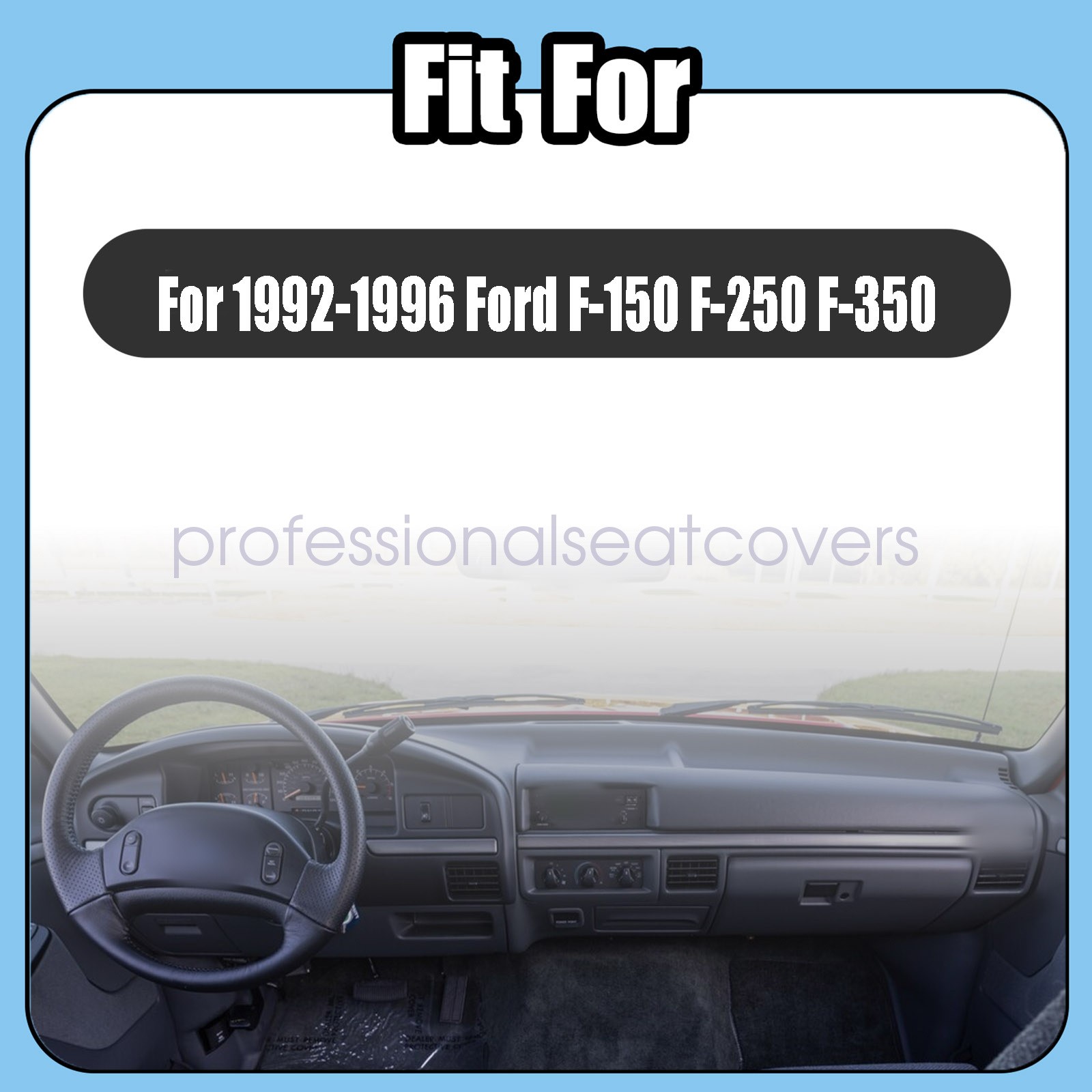 Leather Dashboard Dash Cover Dashmat Carpet For 1992-1996 Ford F-150 F-250 F-350