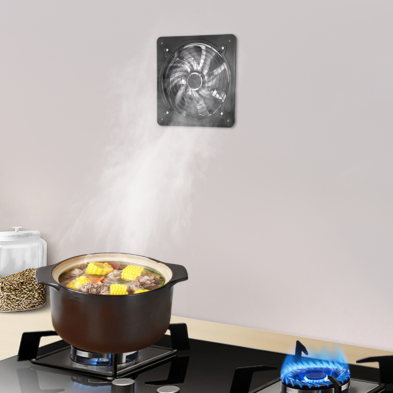12" 125W Wall Exhaust Fan Bathroom Kitchen Garage Ventilation Vent Durable