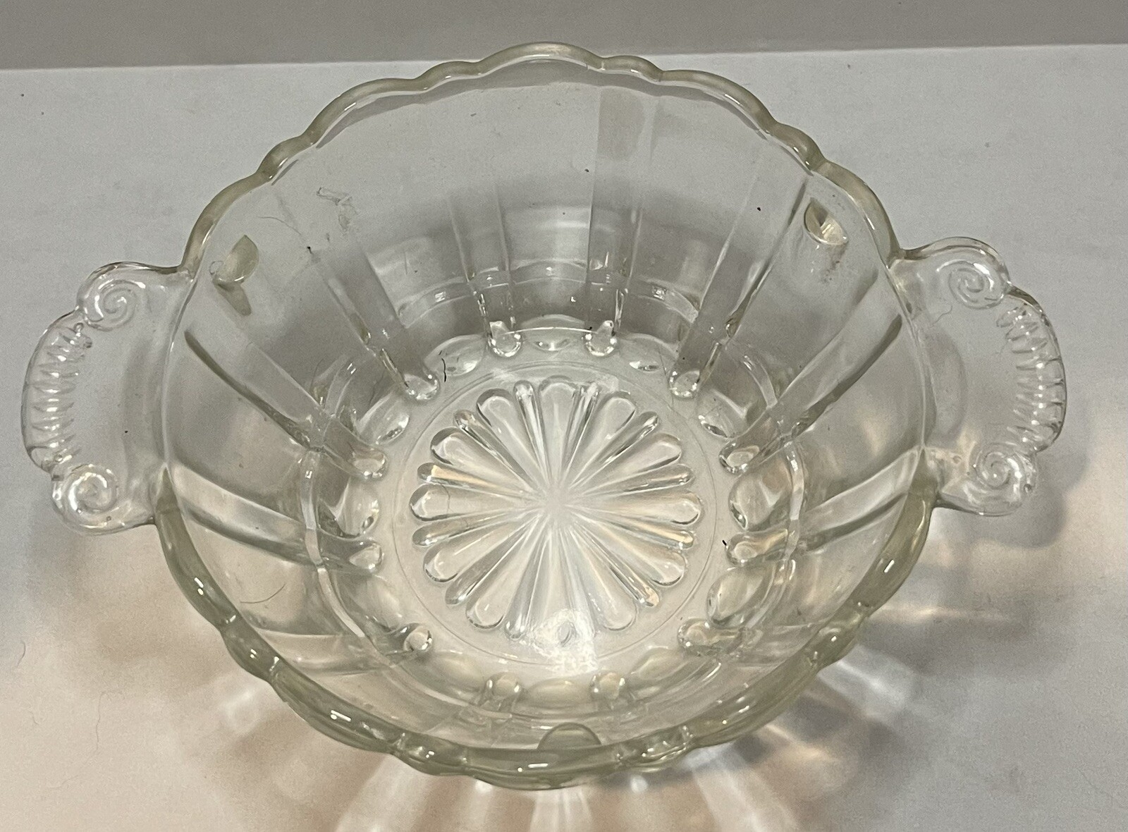 Vintage Anchor Hocking Old Cafe Pattern Clear Depression Glass Candy Dish