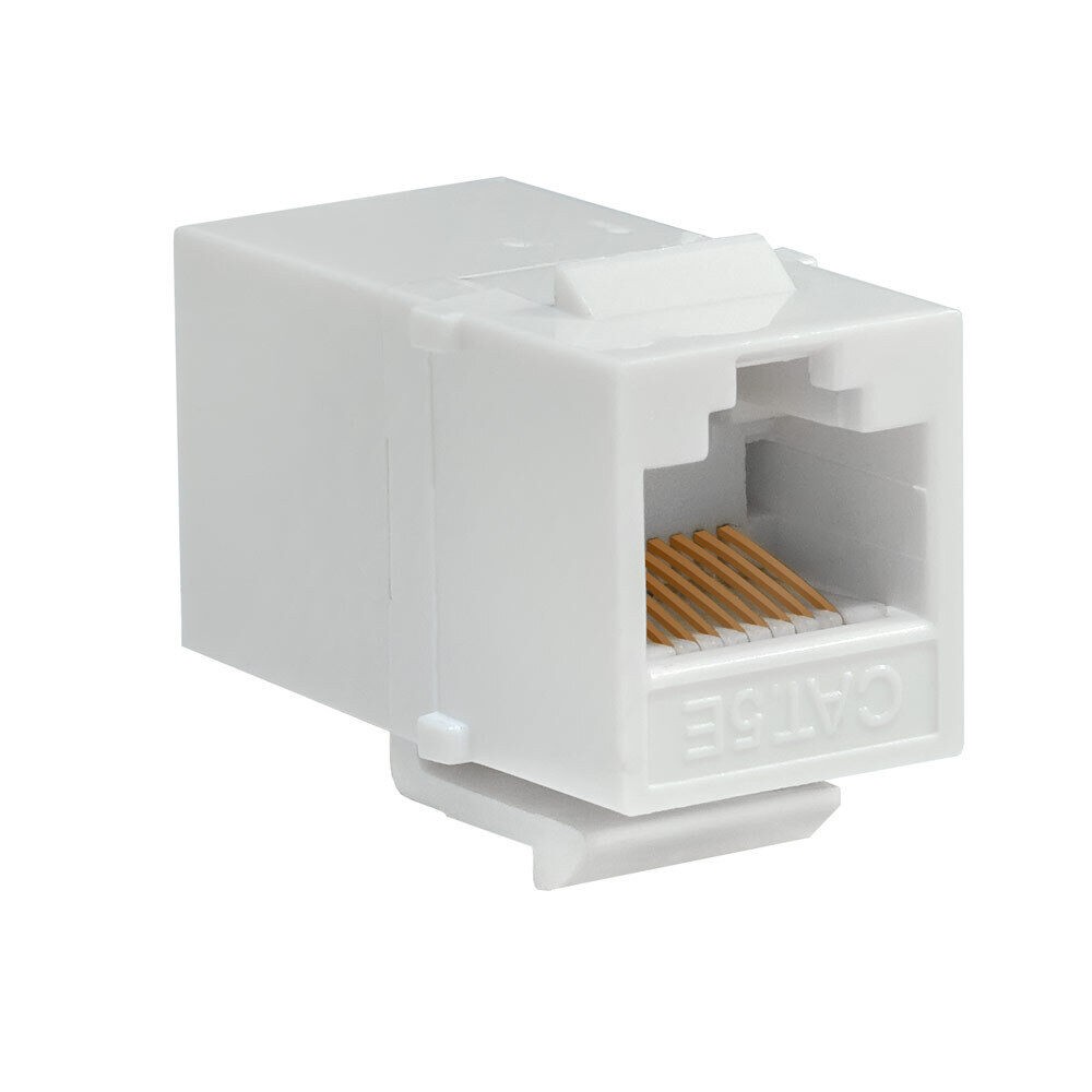 2 Pack Cat5e Keystone Jack Snap-In Ethernet Inline Coupler RJ45 8P8C Plug White