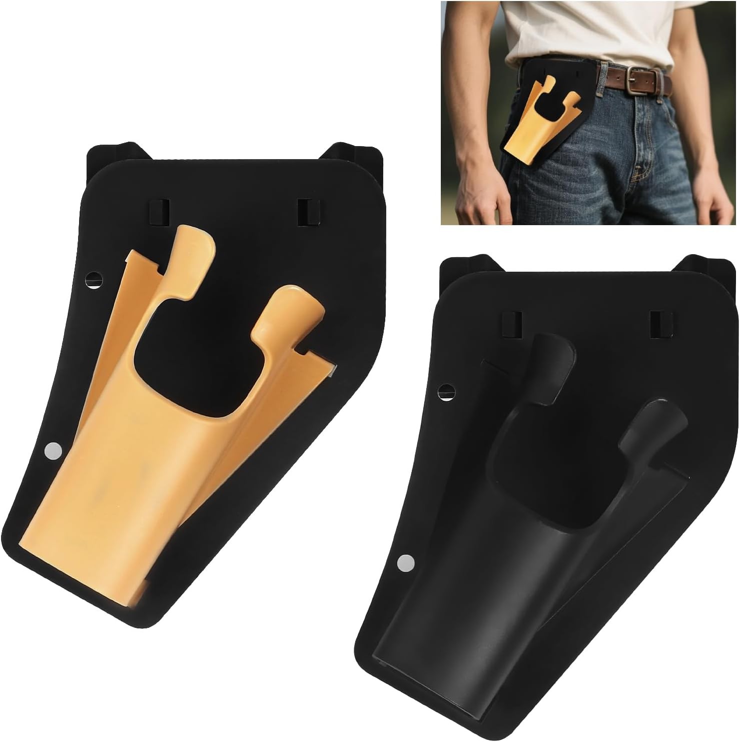 Slide-in Fishing Rod Hip Holster: 2pcs Hands-Free Waist One sizde, Black