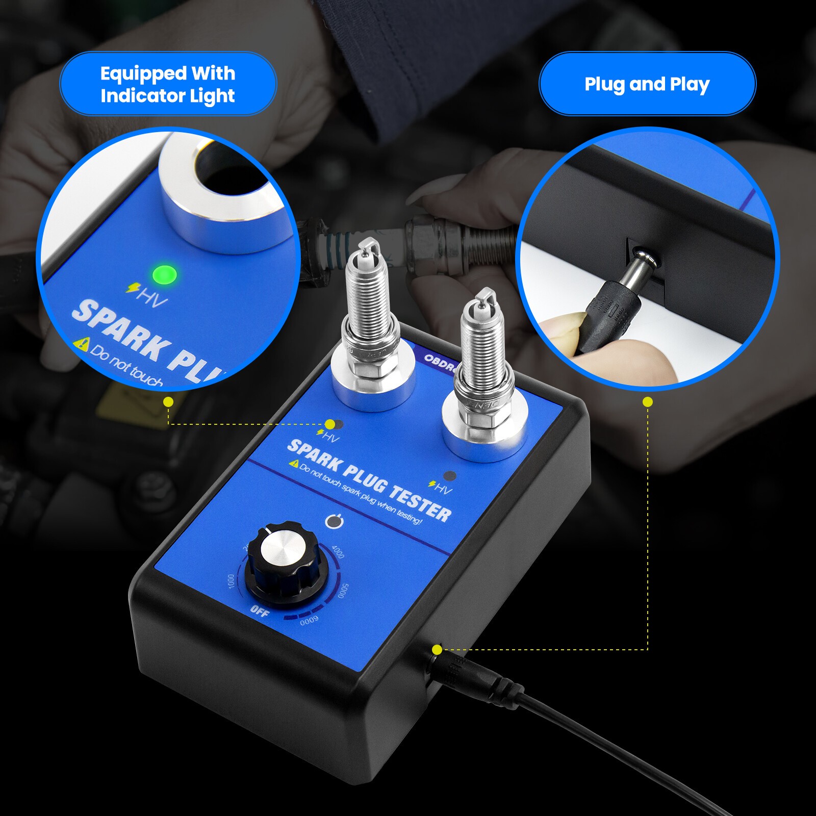 Dual Hole Car Spark Plug Tester Detector Ignition Plug Diagnostic Analyzer Tool