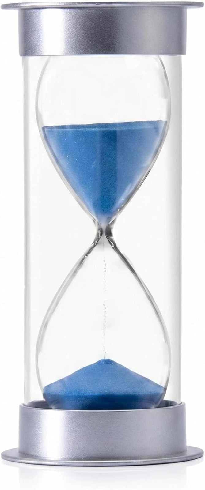 5-Minute Hourglass Sand Timer with Dual Protection, Blue Sand, Silver Cover