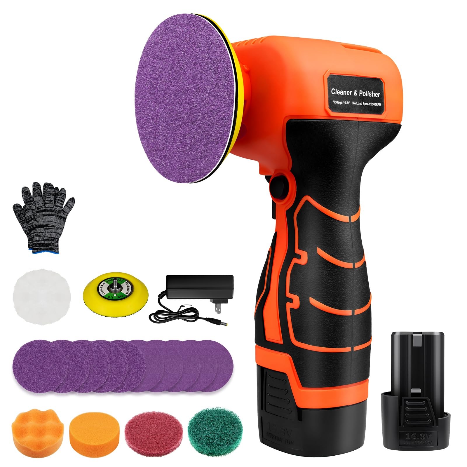Cordless Sander, 3" Palm Sander with 16.8V 3.0Ah Li-ion Battery, 3500RPM Mini...
