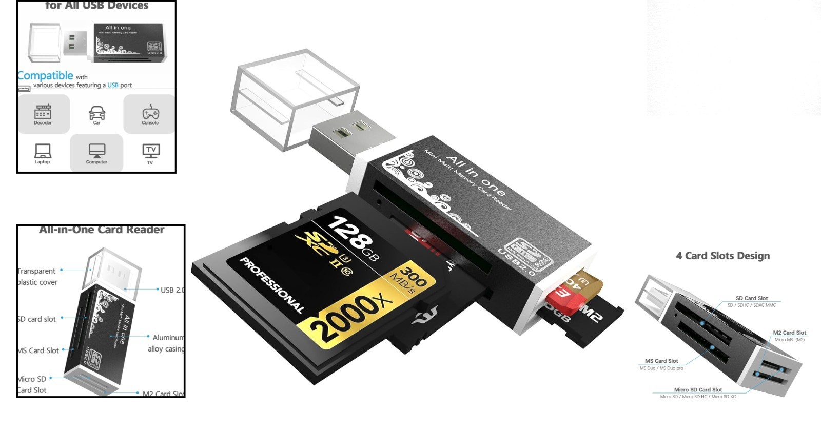 Ultra-Compact Micro SD Card Reader with Heavy-Duty Aluminum Design - 1Pack