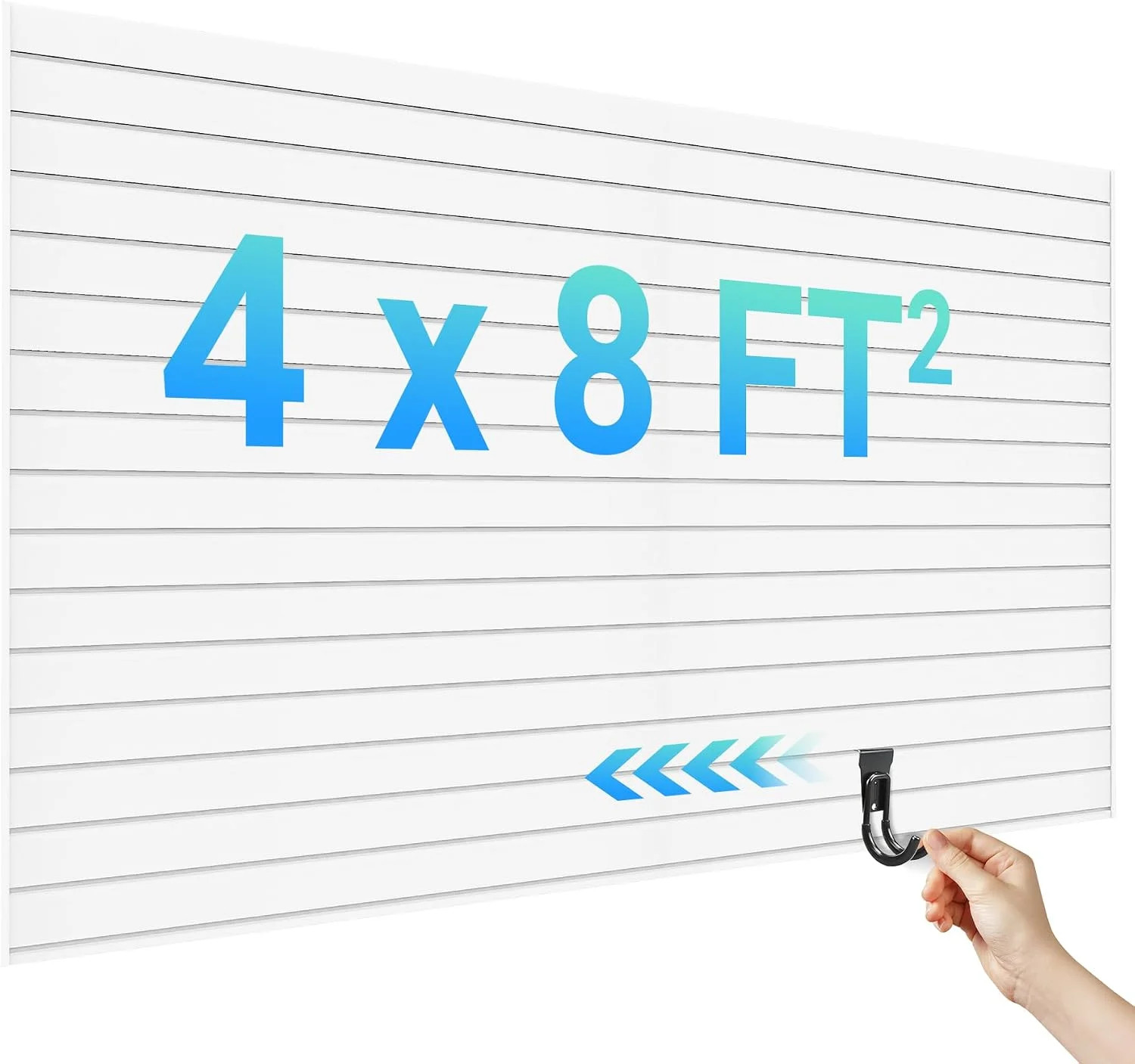 Ezlaino Slatwall 4 FT x 8 FT, PVC Slat Wall Paneling Garage Wall Organizer | Upg