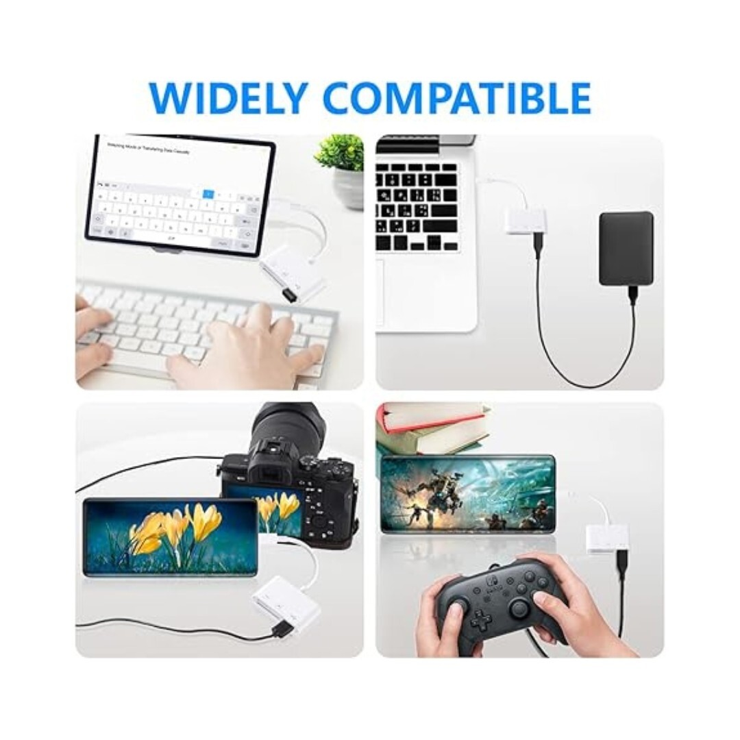 USB C SD Card Reader Adapter, Compatible with iPad, Mac, iPhone 15, Galaxy S20.