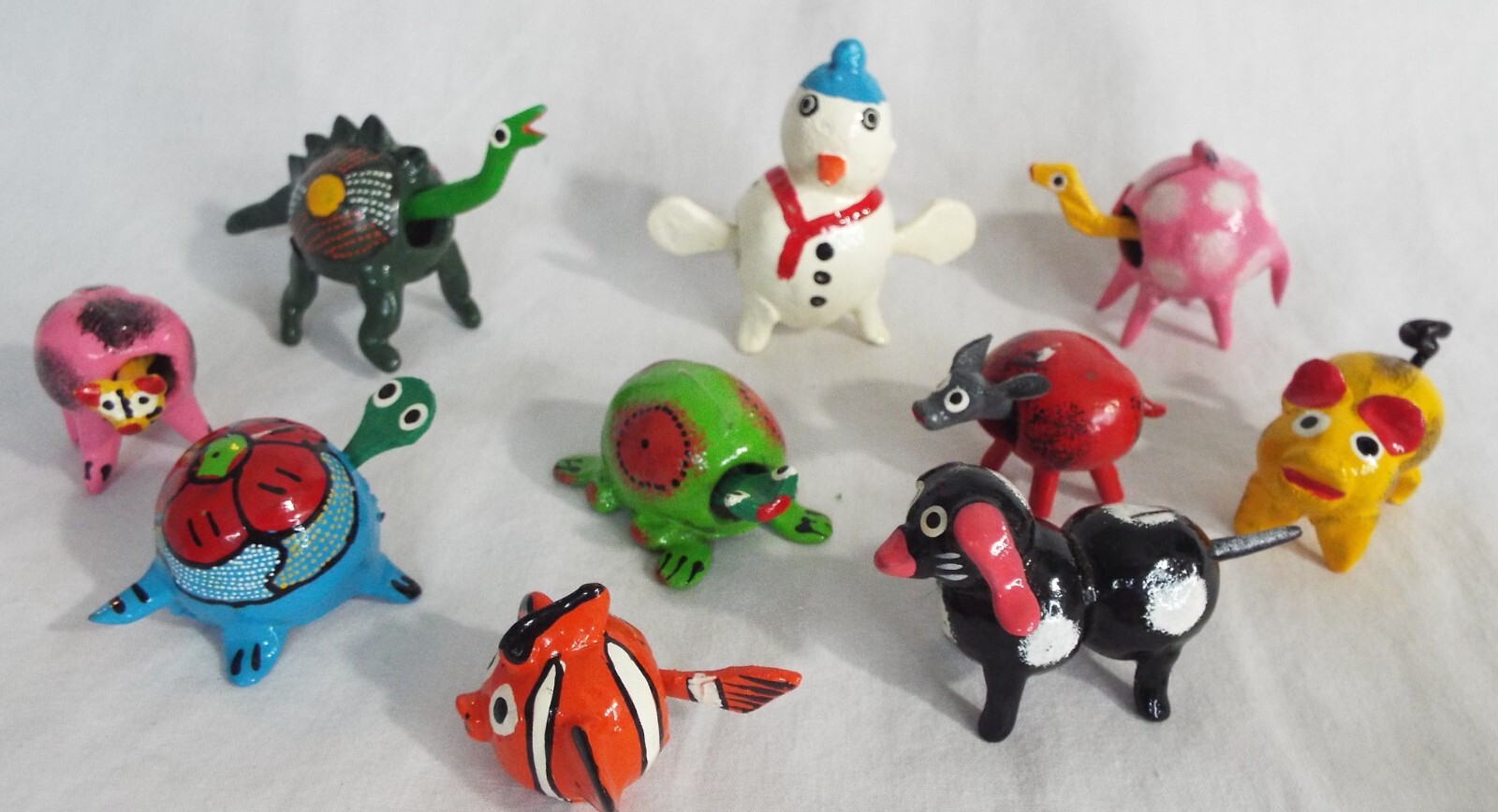 Lot of 10 Assorted Bobble Head Various Animals Dog Cat Frog Turtle Fish Reptile