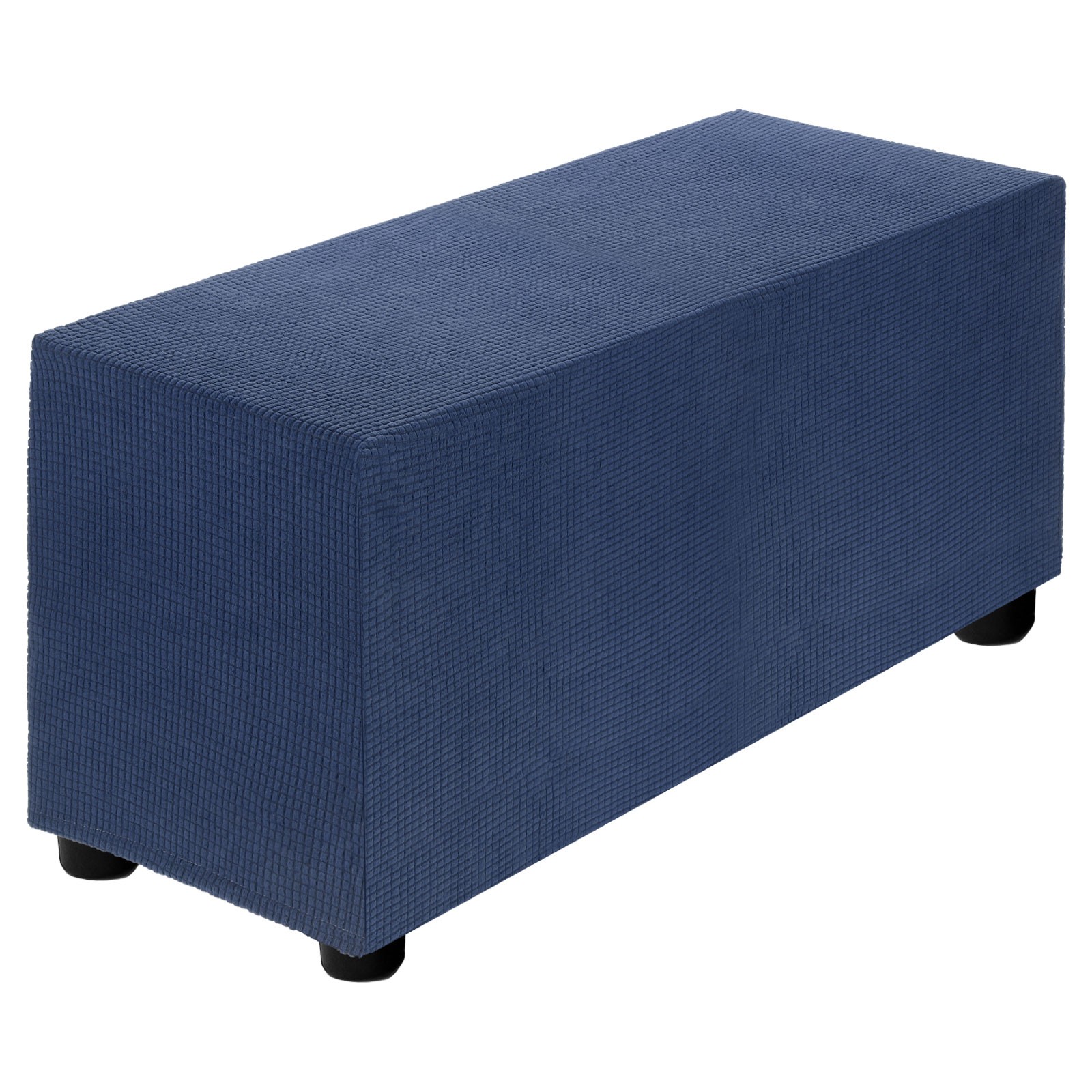 Stretch Ottoman Cover Rectangular Fit Length 33"-40", Medium, Navy