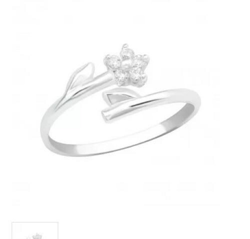 Crystal flower vine sterling silver toe ring