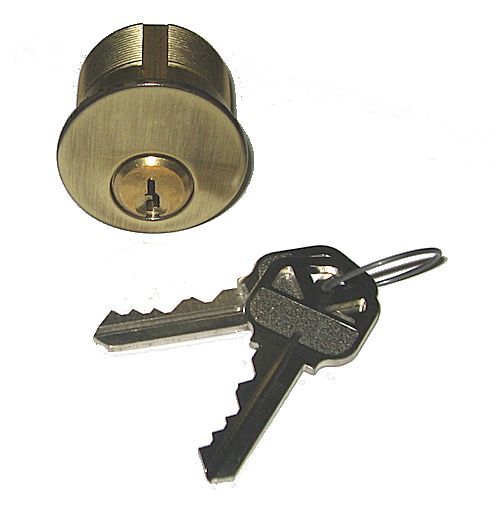 Ilco 7165KS2-05 1" Mortise Cylinder, KW1 US5/Antique Brass (KA 2-Pack)