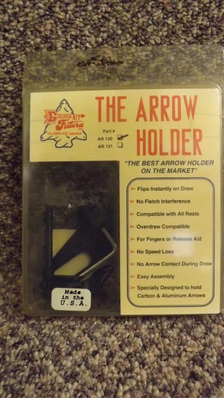 Vtg Golden Key Futura "The Arrow Holder" Flip Down Rest AR-120 NOS