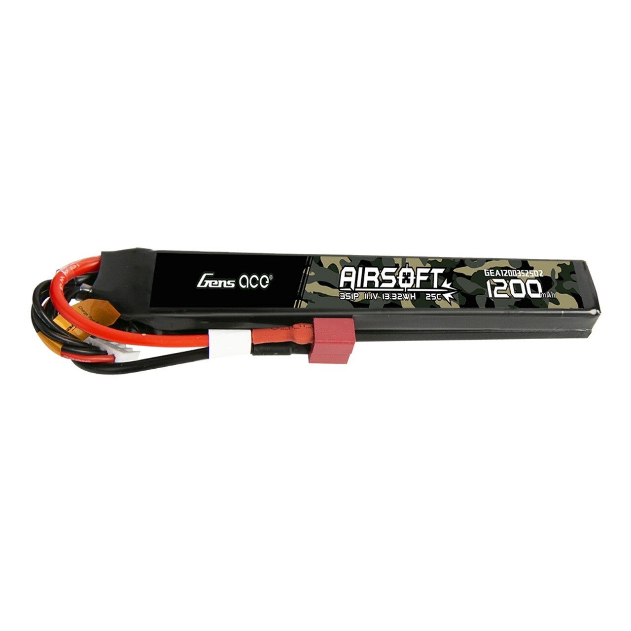 Gens Ace 1200mAh 11.1V 25C 3S Airsoft Gun Battery Dean For AEG M4/M16/HK416 US