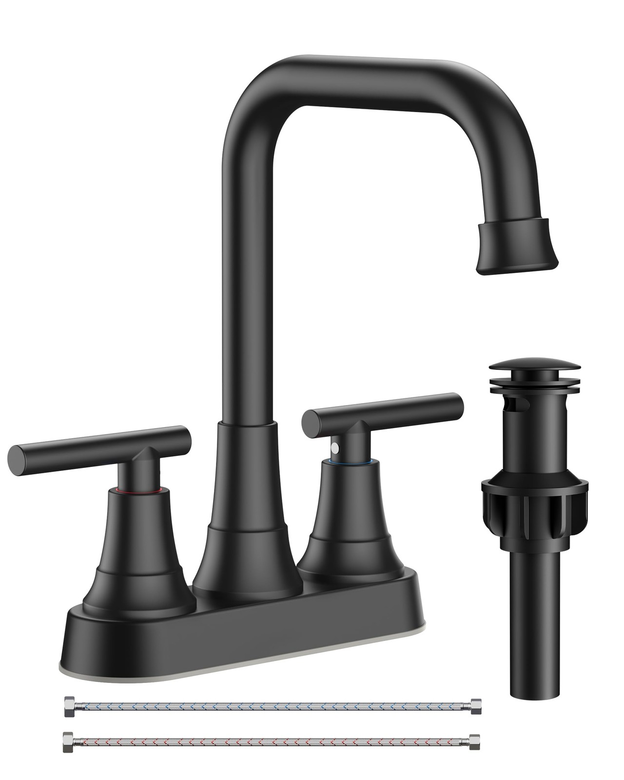 RV Bathroom Sink Faucet 2 or 3 Hole Matte Black, 4 Inch Cenerset Bathroom Fau...