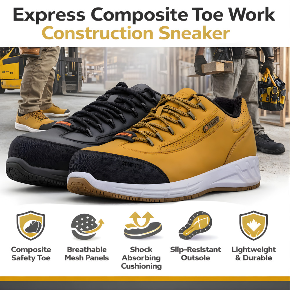 Men Composite Toe Work Shoe Safety Sneaker Slip Resistant Industrial Warehouse