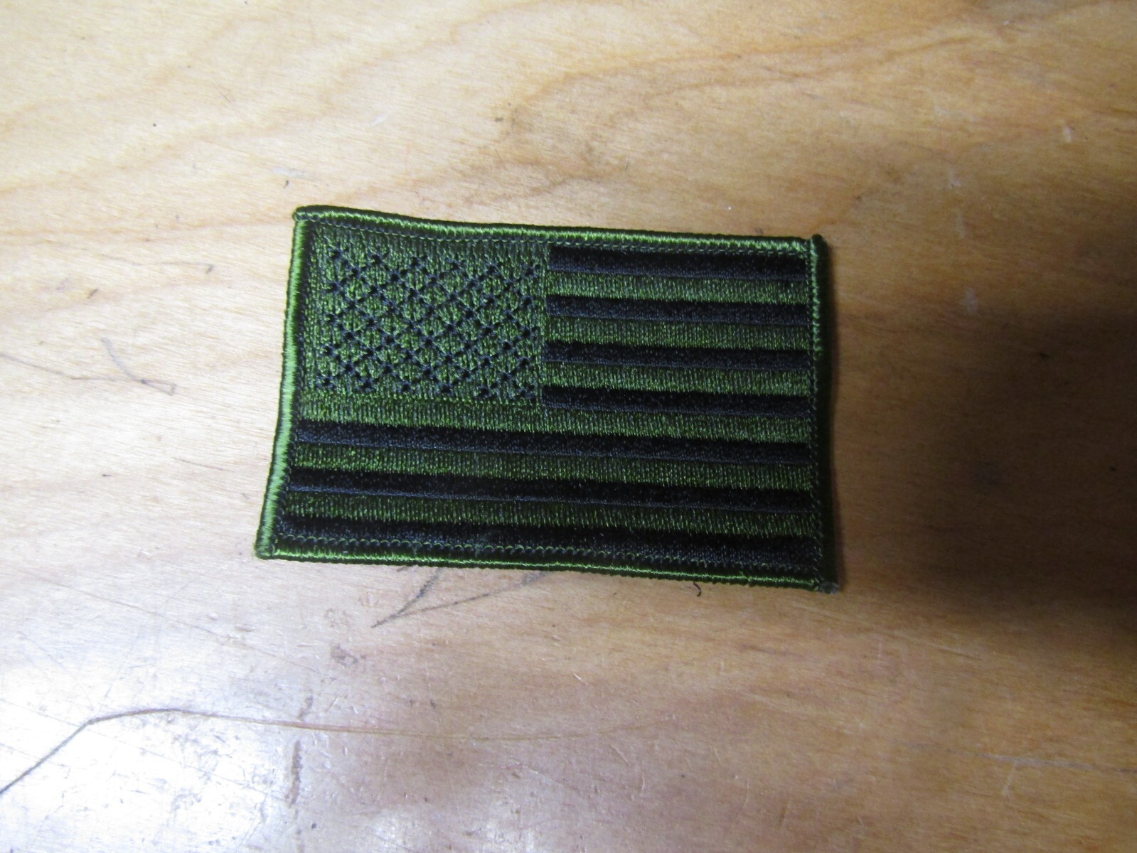 MILITARY PATCH SEW ON AMERICAN FLAG FORWARD FACING BLACK ON GREEN FOR SHOULDER