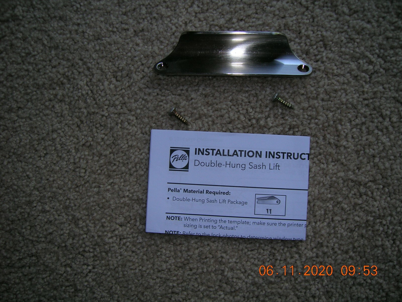 (Pella)  Double Hung Sash Lift  Heavy Duty Metal Satin Nickel New Factory Sealed