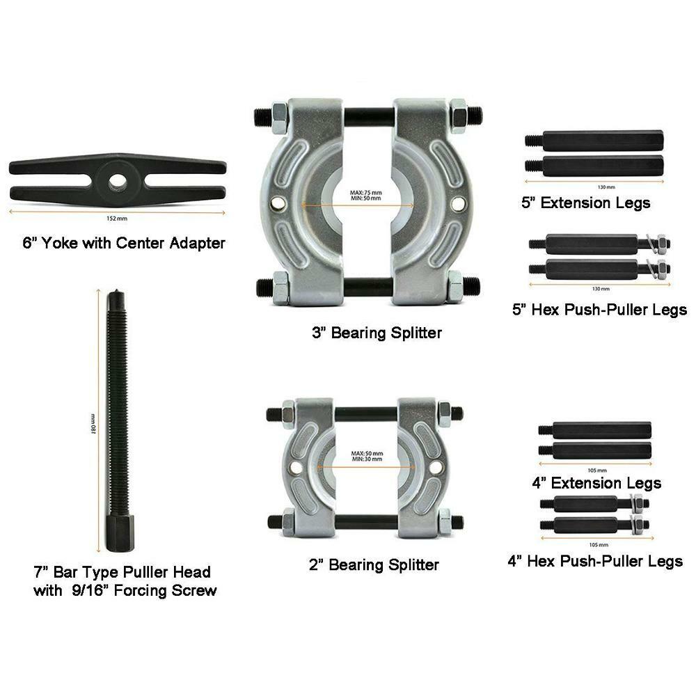 2 SIZE Bearing Separator Set Bearing Removal Bar-Type Splitter Gear Puller