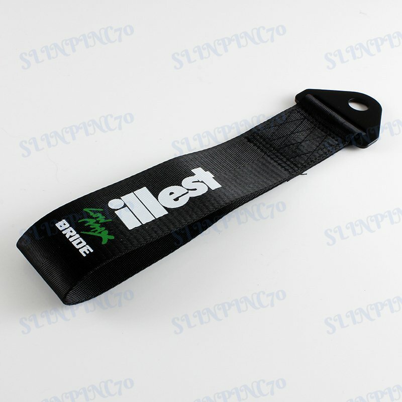 Tow Strap Front/Rear Bumper Towing Hook High Strength for JDM Bride ILLEST Black