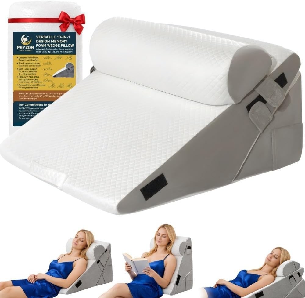 10-in-1 Adjustable Design 3PCS Wedge Pillow for Sleep Apnea, Wedge Pillow for...
