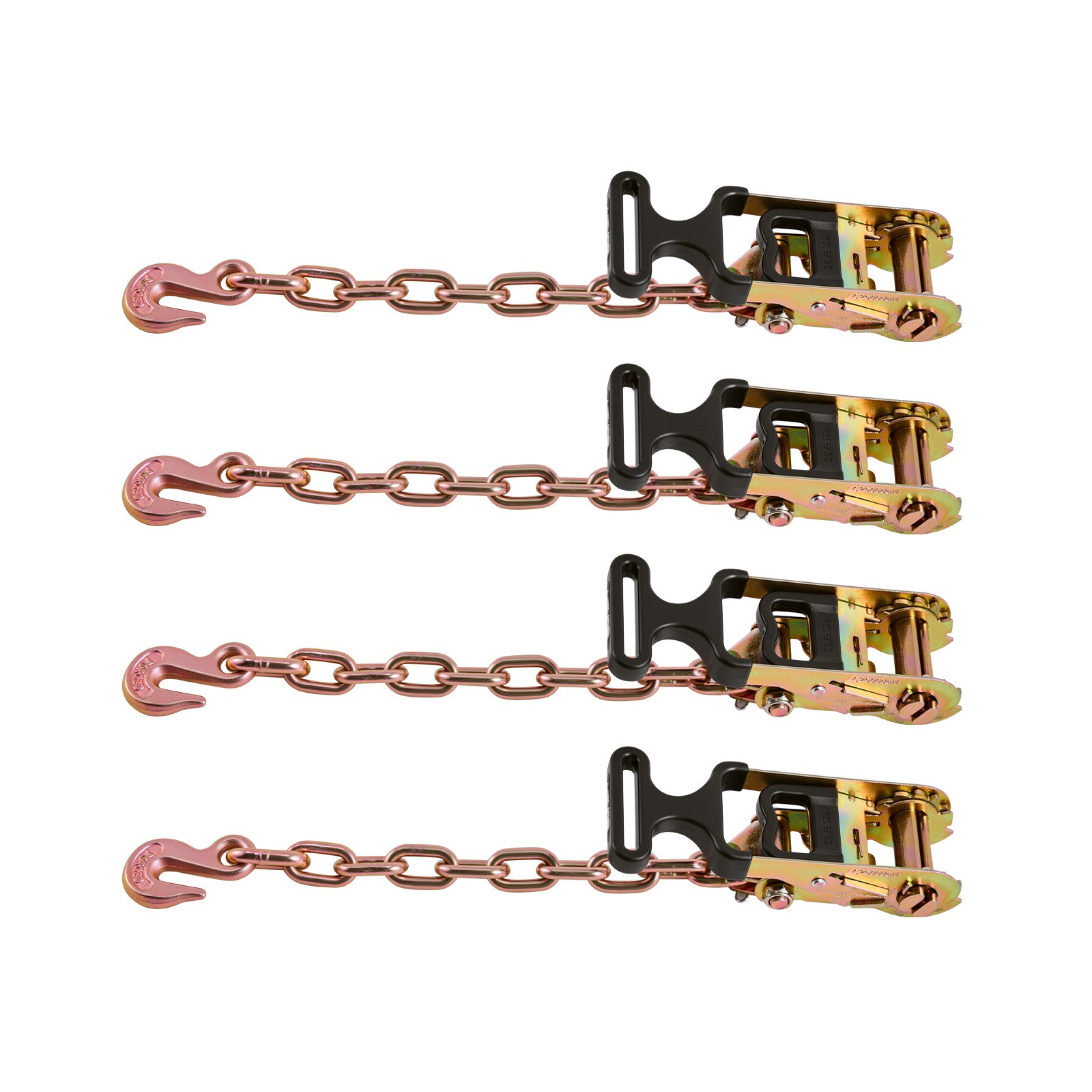 4 Set Wheel Chock Tie-Down Kit Flatbed Ratchet Tie Down Strap w/Durable Hooks