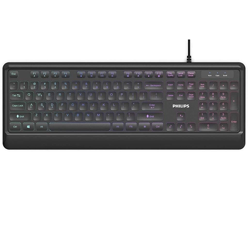 Philips UltraSlim USB Keyboard Low-Profile Wired PC Keyboard RGB Backlit SPK8294