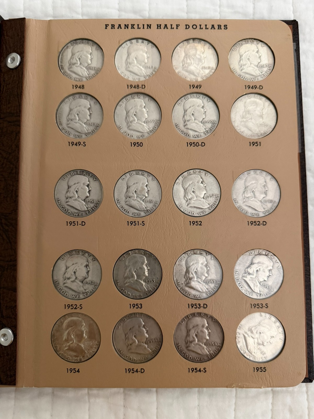 Complete 35 Pc Set FRANKLIN Half Dollar *SILVER* 1948-1963 DANSCO