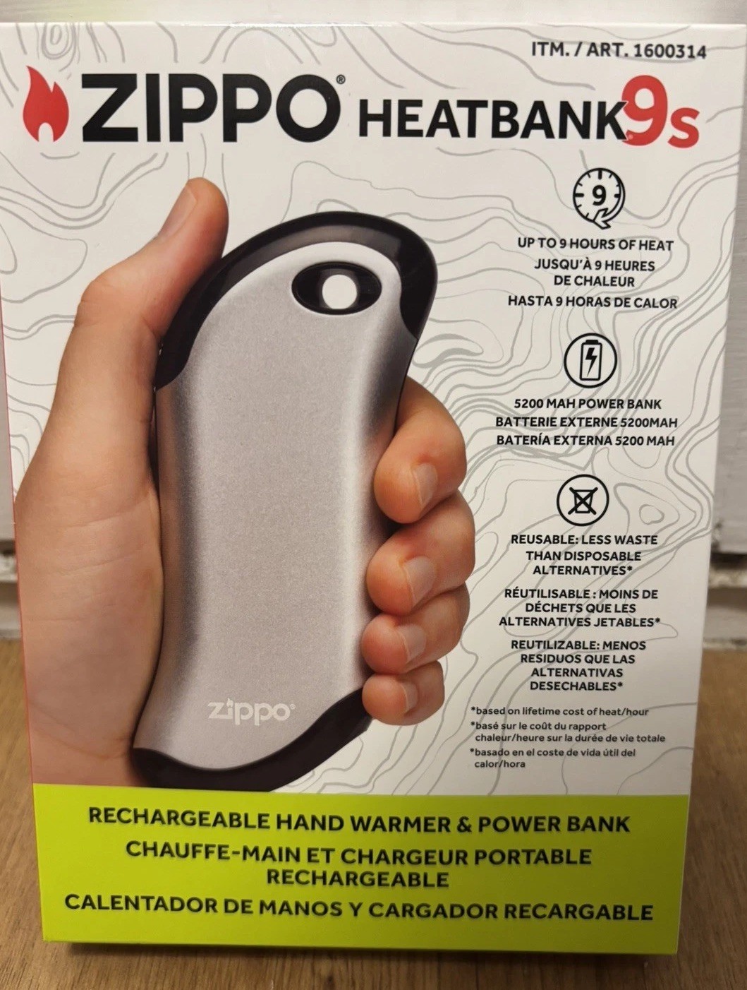 Zippo HeatBank 9s Rechargeable Hand Warmer 6 Heat Settings & Power Bank 5200 mAh