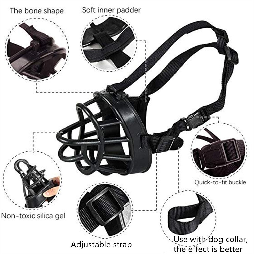 Basket Dog Muzzles-Soft Adjustable Breathable Mask Anti Biting Chewing Barkin...