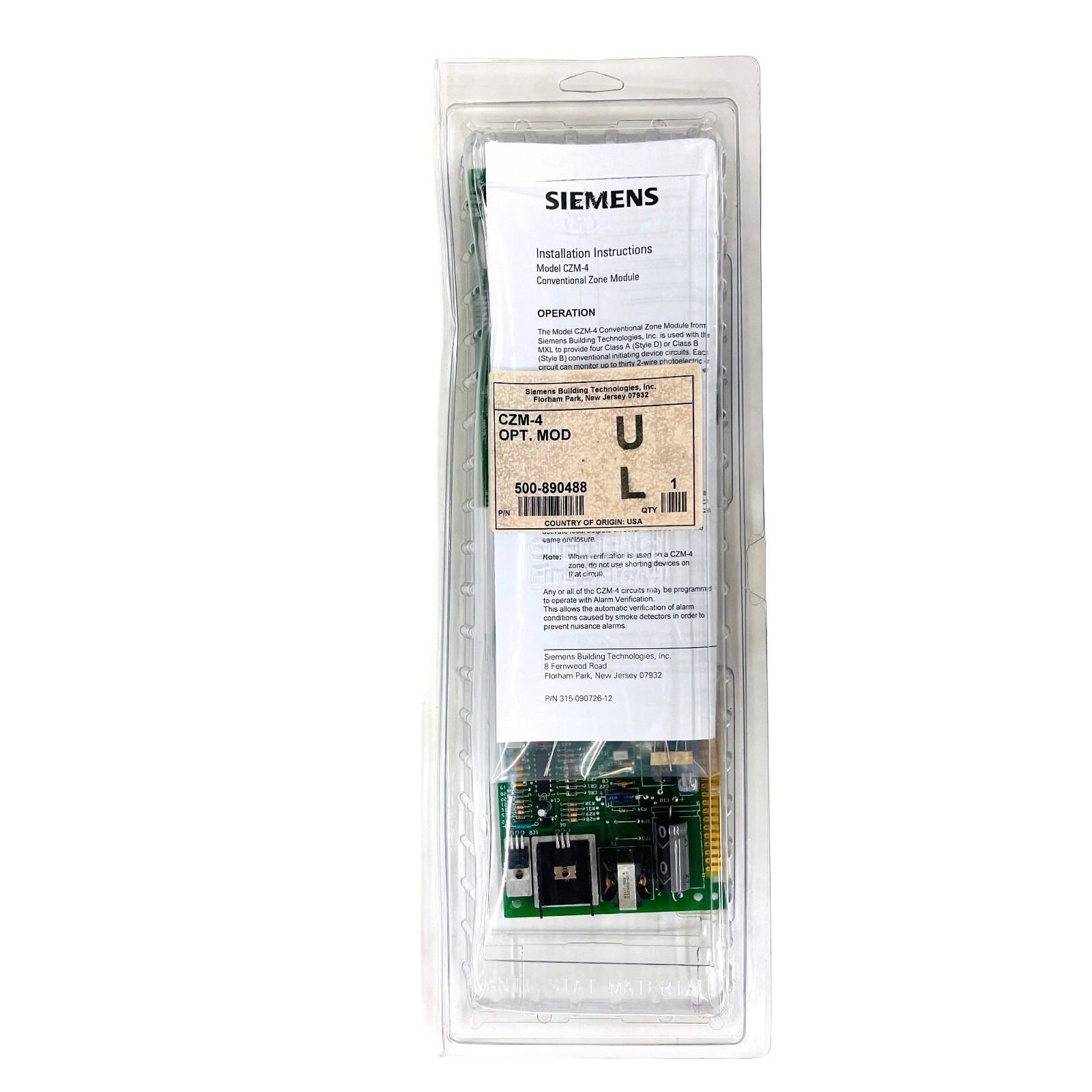 Siemens CZM-4 Conventional Zone Module for MXL 500-890488 Made in USA